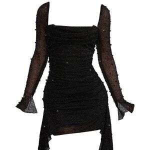 Black Dress, Size M, Black, Mini Dress, Long Sleve, STHcute